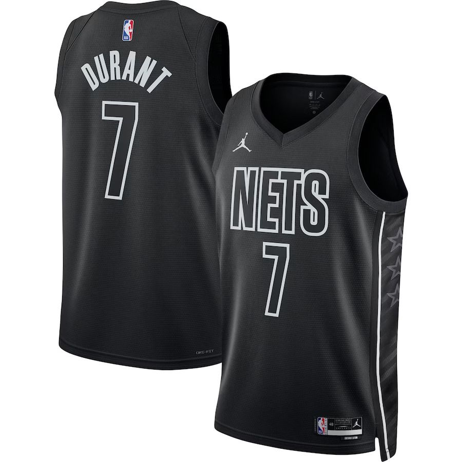 Men Brooklyn Nets #7 Kevin Durant Jordan Brand Black 2022-23 Statement Edition Swingman NBA Jersey